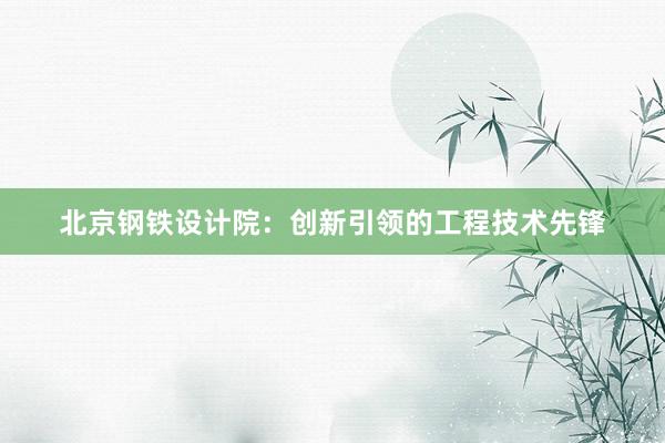 北京钢铁设计院：创新引领的工程技术先锋